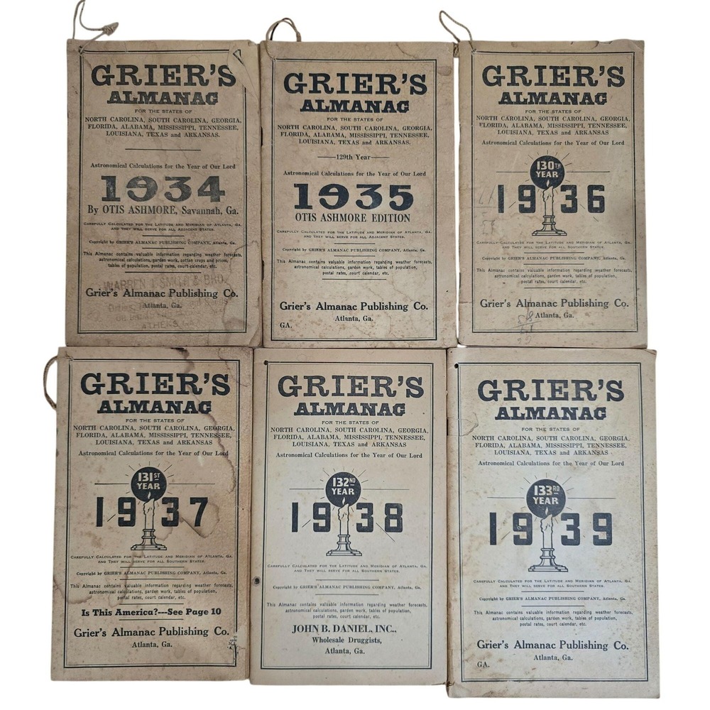 Vintage 1934-1939 Almanac Lot 6 Grier's Advertising Bayer Aspirin Ephemera